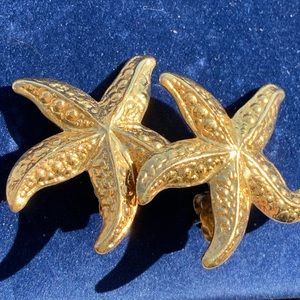 Starfish gold tone pierced earrings